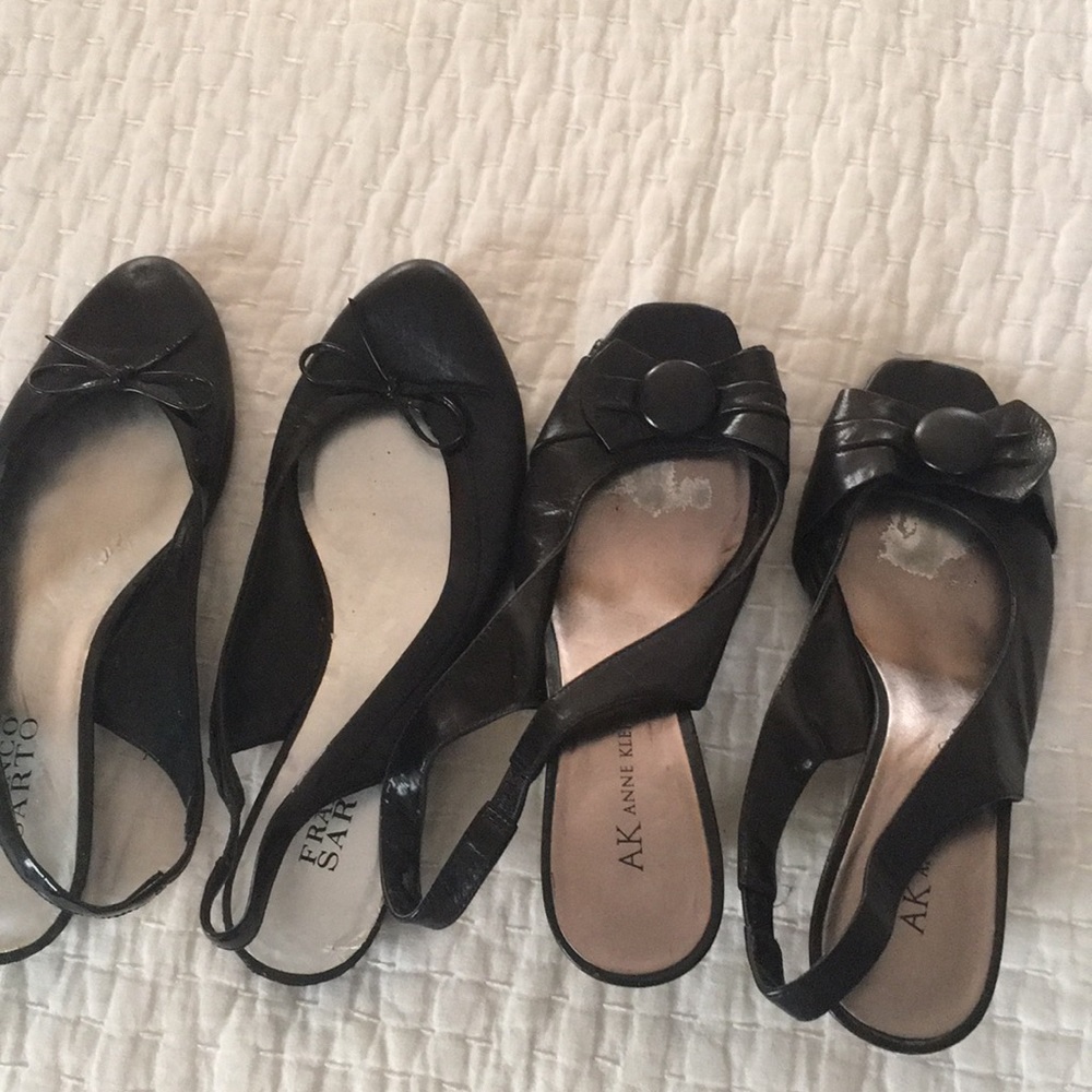 2 pair GUC black slings, Anne Klein & Franco Sarto